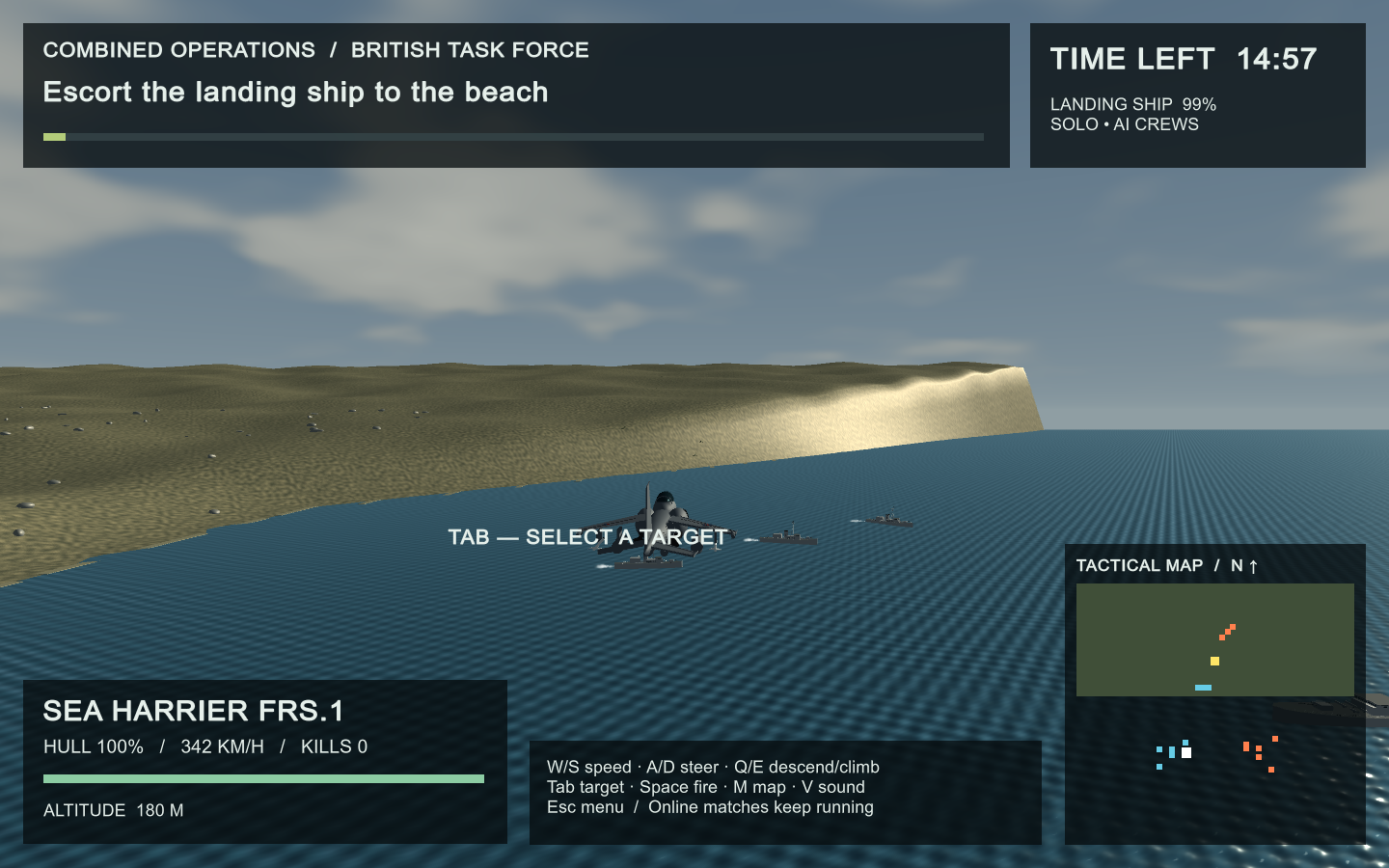 Sea Harrier chase view in Combined Operations