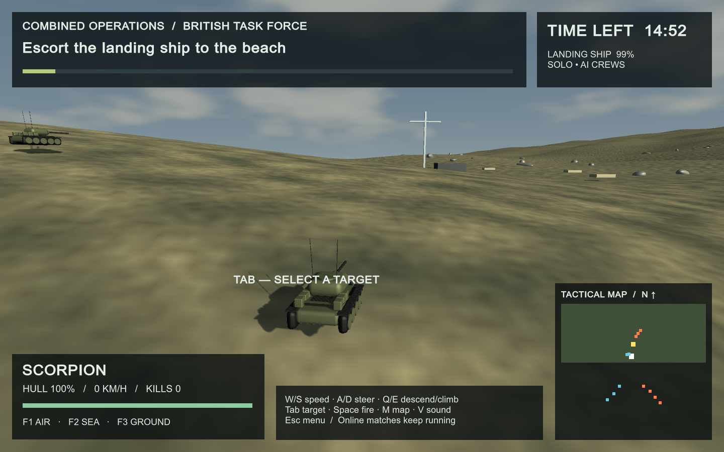Ground vehicle approaching the ridge